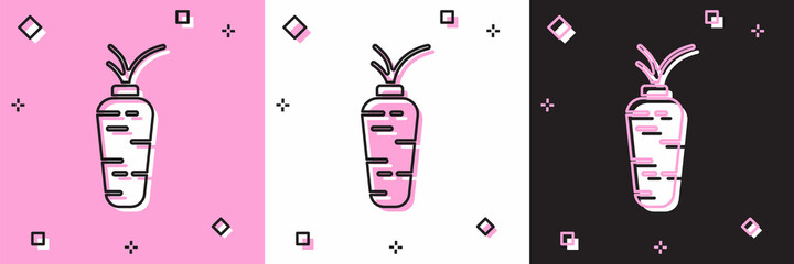 Set Carrot icon isolated on pink and white, black background. Vector