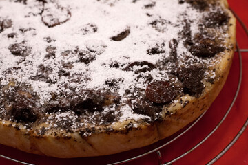 Birne-Schokolade-Weintrauben-Tarte Aufsicht