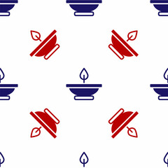 Blue and red Aroma lamp icon isolated seamless pattern on white background. Vector