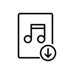 music download icon vector design, stroke line icon