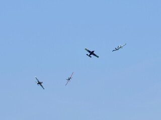 Light aerobatic aircraft in close flight