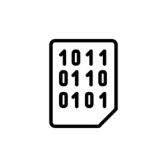 binary file icon vector design, stroke line icon