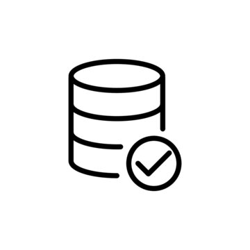verified database icon vector design, stroke line icon