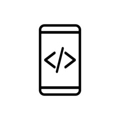 mobile app programming icon vector design, stroke line icon