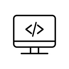 desktop programming icon vector design, editable stroke line icon