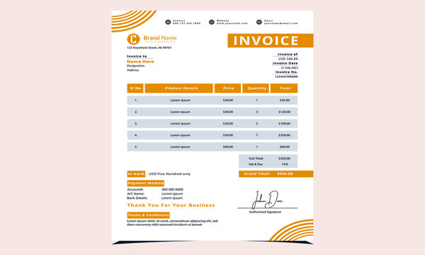 Invoice Design Template with Creative Designs