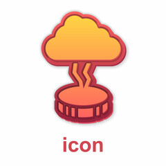 Gold Storm icon isolated on white background. Cloud and lightning sign. Weather icon of storm. Vector