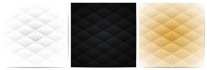 Obraz premium Set of abstract geometric pattern with triangle shape elegant of black,white and gold background