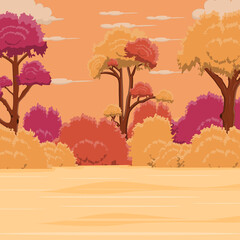 Autumn landscape background with colorful trees