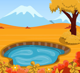 Fototapeta na wymiar Autumn landscape background with pond