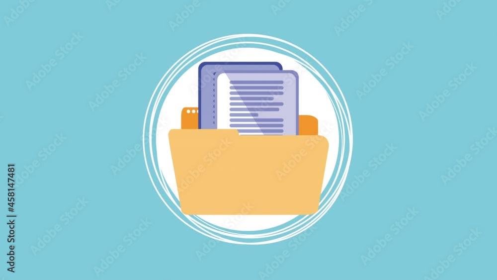 Poster folder with files documents animation