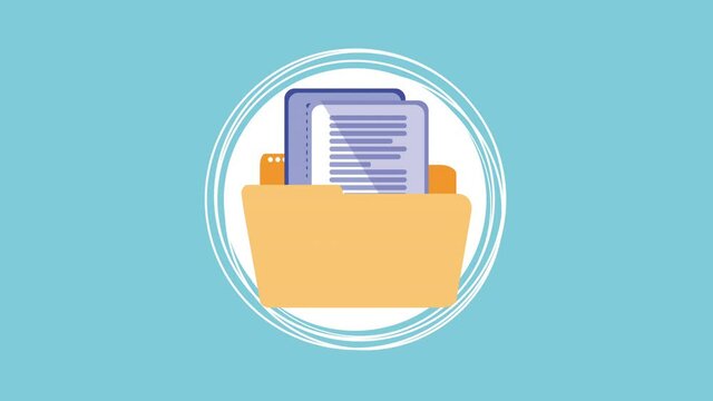folder with files documents animation
