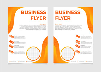 Naklejka premium blue and orange business flyer template. perfect for business marketing, promotion, and presentation.
