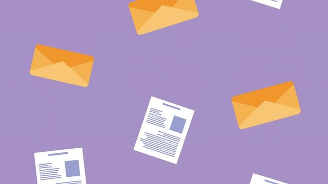 envelopes and documents files animation