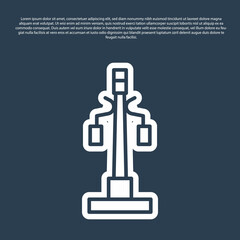 Blue line Street light system icon isolated on blue background. Vector