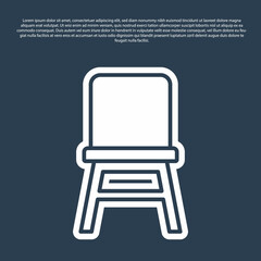 Blue line Chair icon isolated on blue background. Vector