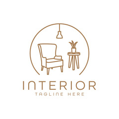 chair furniture interior logo isolated monoline style design