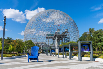 Montreal, Quebec, Canada - August 30 2021 : Montreal Biosphere in summer. Jean-Drapeau park, Saint...
