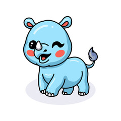 Cute happy baby rhino cartoon