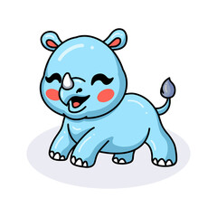 Cute happy baby rhino cartoon