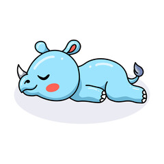 Cute baby rhino cartoon lying down