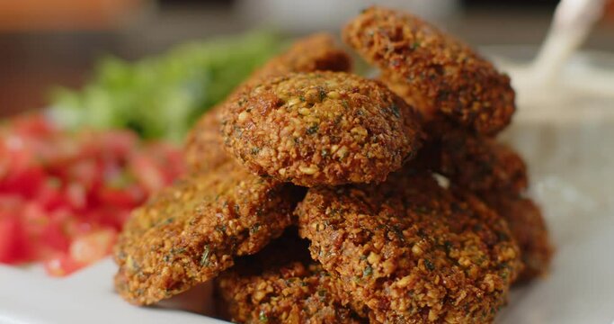 Fresh falafel plater prepared by chef.