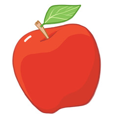 Classic whole red apple illustration on white background