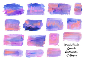 Purple, Violet and Pink Abstract Brush Stroke Gouache Watercolor Collection