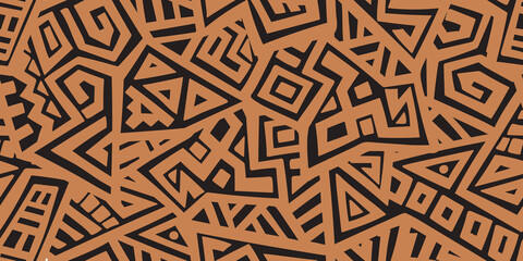 Unique Geometric Vector Seamless Pattern made in ethnic style. Aztec textile print. African traditional design. Creative boho pattern. Perfect for site backgrounds, wrapping paper and fabric design.