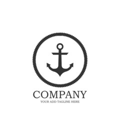 simple anchor logo inside the rope. silhouette of guard and rope. vector illustration for logo or icon