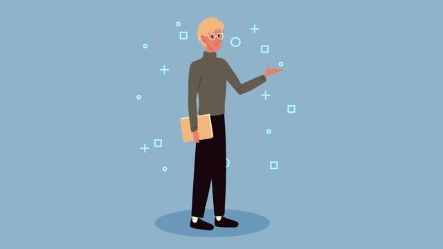 blond young man standing character animation