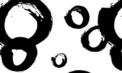 Vector pattern from abstract circles. Brush drawing. Background. Wallpaper. Black and white. Minimalism. Ink style