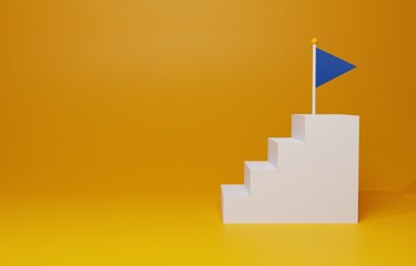 Fototapeta premium 3D素材_シンプルな階段とフラッグ