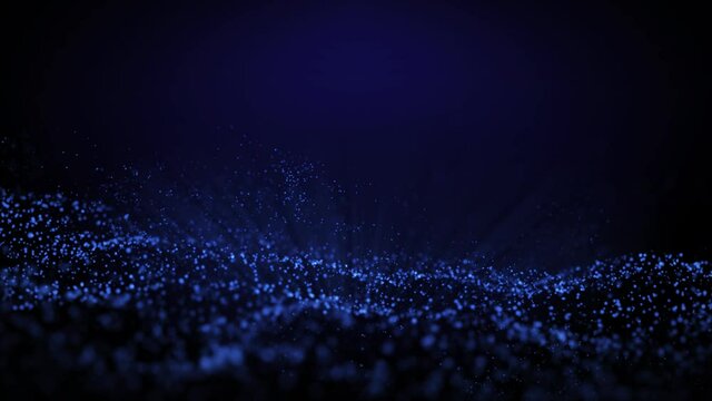 3D Abstract blue particle wave design digital light particle background title design footage. Nice blur and bokeh.