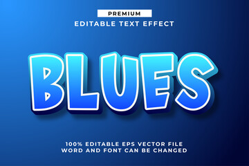 Blues, 3d Editable Text Effect Font Style