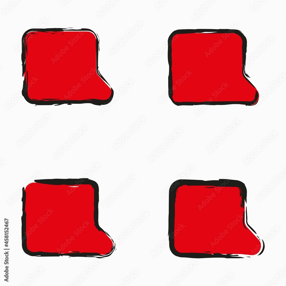 Poster red square chat icon on white background. message sign. freehand simple art design. vector illustrat