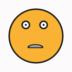 Shocked smile icon. Emotion background. Message sign. Communication concept. Hand drawn. Vector illustration. Stock image.