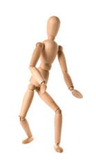 Wooden mannequin isolated on white background