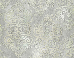 Digital tiles design. 3D render Colorful ceramic wall tiles decoration. Abstract damask patchwork...