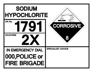 Sodium Hypochlorite UN 1791 Symbol Sign, Vector Illustration, Isolate On White Background, Label .EPS10