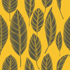 Fototapeta na wymiar Vector seamless pattern with silhouettes of leaves. Pattern of leaves