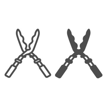 recommend clip art: Garden hedge shears, scissors, tool line and solid icon, gardening concept, pruning shears vector sign on white background, outline style icon for mobile concept and web design. Vector graphics.