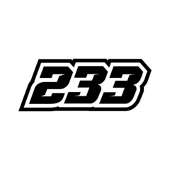 Racing number 233 logo on white background