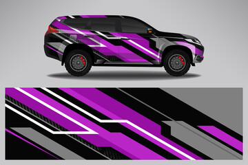 Wrap car vector design decal. Graphic abstract line racing background design for vehicle, race car, rally, adventure livery camouflage.