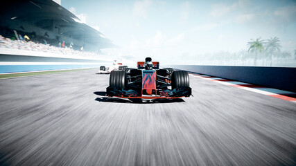 Race car. Very fast driving. Succes concept. 3d rendering.