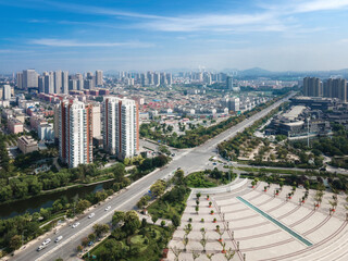 Aerial photography of Zaozhuang city scenery in China