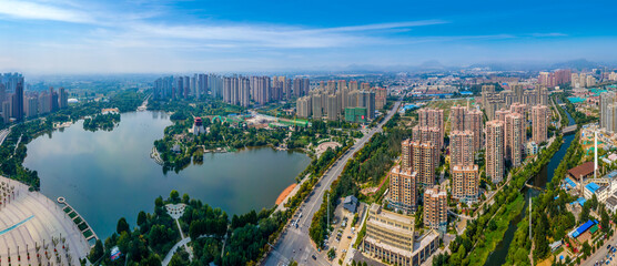 Aerial photography of Zaozhuang city scenery in China