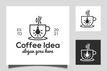 Coffee cup with light bulb icon vector for Hot drinks Cafe shop Logo design