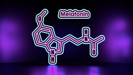 Melatonin hormone molecule. Thin line style illustration