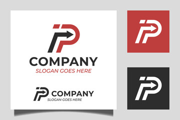 Letter P with arrow modern logo for your business. fast delivery logo. transport logistic logo template - obrazy, fototapety, plakaty